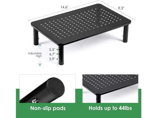 Alt view image 5 of 7 - DOLALIKE 2 Pack Desktop Riser, 3 Height Adjustable Monitor stands for 2 Monitors, PC, Computer, Printer, iMac, Desktop Monitor Stand with Ventilated Platform for Airflow