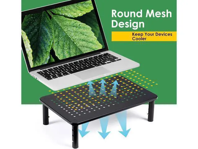 Alt view image 4 of 7 - DOLALIKE 2 Pack Desktop Riser, 3 Height Adjustable Monitor stands for 2 Monitors, PC, Computer, Printer, iMac, Desktop Monitor Stand with Ventilated Platform for Airflow