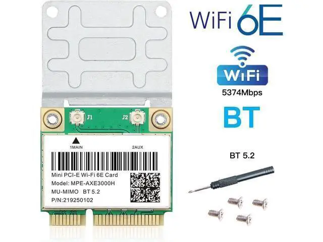 Alt view image 2 of 6 - WiFi 6E Half Mini PCI-E WiFi Network Card 802.11AX AC MPE-AXE3000H 2.4GHz 5GHz 6GHz 5400Mbps Wireless Card BT5.2 MU-MIMO Mini PCIe Wi-Fi 6E Adapter OFDMA vPro for Windows 10/11 PC Laptops