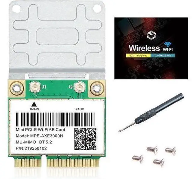 Main image of WiFi 6E Half Mini PCI-E WiFi Network Card 802.11AX AC MPE-AXE3000H 2.4GHz 5GHz 6GHz 5400Mbps Wireless Card BT5.2 MU-MIMO Mini PCIe Wi-Fi 6E Adapter OFDMA vPro for Windows 10/11 PC Laptops