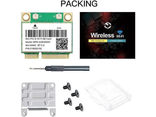 Alt view image 6 of 6 - WiFi 6E Half Mini PCI-E WiFi Network Card 802.11AX AC MPE-AXE3000H 2.4GHz 5GHz 6GHz 5400Mbps Wireless Card BT5.2 MU-MIMO Mini PCIe Wi-Fi 6E Adapter OFDMA vPro for Windows 10/11 PC Laptops