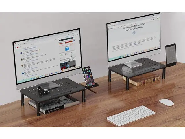 Alt view image 2 of 7 - Zimilar 2 Pack Monitor Stand , 3 Height Adjustable Stand with Unique Star Mesh for Computer, Laptop, Printer, Notebook, iMac, Premium Metal Monitor Risers for 2 Monitors