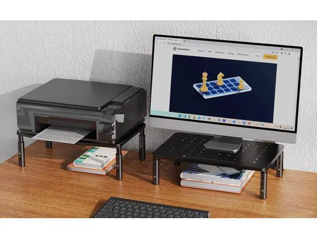 Alt view image 3 of 7 - Zimilar 2 Pack Monitor Stand , 3 Height Adjustable Stand with Unique Star Mesh for Computer, Laptop, Printer, Notebook, iMac, Premium Metal Monitor Risers for 2 Monitors