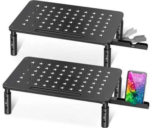 Main image of Zimilar 2 Pack Monitor Stand , 3 Height Adjustable Stand with Unique Star Mesh for Computer, Laptop, Printer, Notebook, iMac, Premium Metal Monitor Risers for 2 Monitors
