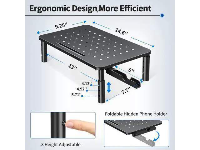 Alt view image 4 of 7 - Zimilar 2 Pack Monitor Stand , 3 Height Adjustable Stand with Unique Star Mesh for Computer, Laptop, Printer, Notebook, iMac, Premium Metal Monitor Risers for 2 Monitors