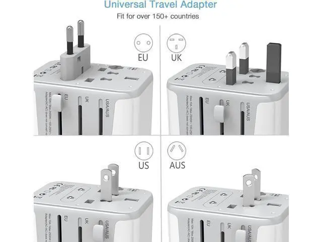 Alt view image 2 of 6 - TESSAN Universal Travel Adapter, International Power Adapter with 4 USB Ports (1 USB C), Worldwide Plug Adaptor Wall Charger for USA to Europe UK France Germany Spain Ireland Australia(Type C/G/A/I)