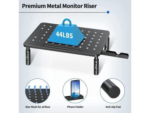 Alt view image 5 of 7 - Zimilar 2 Pack Monitor Stand , 3 Height Adjustable Stand with Unique Star Mesh for Computer, Laptop, Printer, Notebook, iMac, Premium Metal Monitor Risers for 2 Monitors