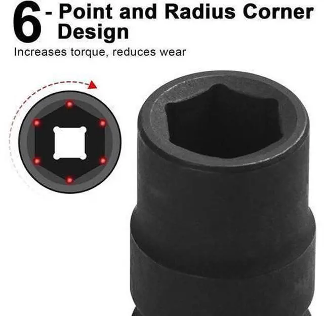 Alt view image 3 of 5 - Jetech 3/4 Inch Drive 1-7/8 Inch Standard Impact Socket, Made with Chrome Molybdenum Alloy Steel, Heat Treated, 6-Point Design, SAE