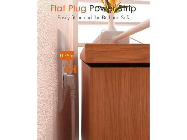 Alt view image 5 of 7 - 2 Prong Power Strip, WRXDMC 2 Prong to 3 Prong Outlet Adapter, 1680J Surge Protector, 1625W, 5ft Extension Cord with Flat Plug Polarized Plug, 6 AC Outlets & 3 USB, Wall Mountable, Ideal for Old House