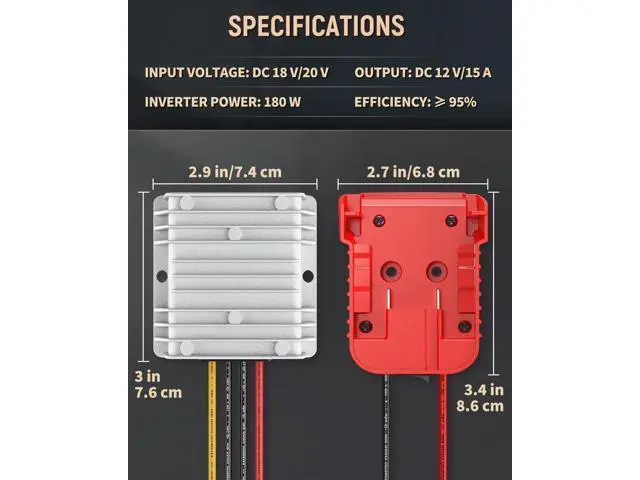 Alt view image 2 of 7 - Vibit 18 V to 12 V Step-Down Converter for Milwaukee M18 Battery, DC Power Adapter, Voltage Reducer Transformer 180 W Buck Converter Regulator for Golf Cart RC Car Truck Light & DIY
