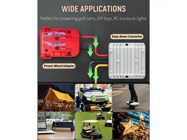 Alt view image 5 of 7 - Vibit 18 V to 12 V Step-Down Converter for Milwaukee M18 Battery, DC Power Adapter, Voltage Reducer Transformer 180 W Buck Converter Regulator for Golf Cart RC Car Truck Light & DIY