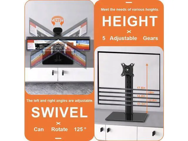 Alt view image 5 of 6 - KKTONER Single Computer Monitor Stand Free Standing Desk Vesa Mount for 13 inch to 32 inch Screen Height Adjustable Monitor Mount Swivel Vesa 75*75mm/100*100mm Hold up 77Lbs