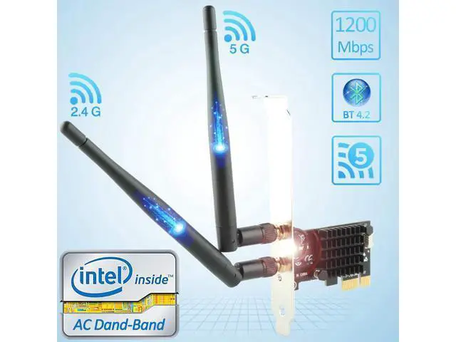 Alt view image 2 of 7 - Ubit AC1200 PCIe WiFi Card for PC with BT 4.2 | Dual Band Wireless Network Adapter WiFi Card with Heat Sink Technology | for Gaming, Browsing, Streaming etc