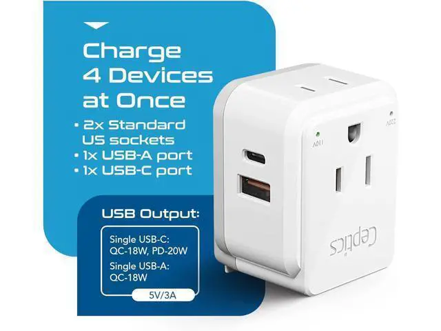 Alt view image 6 of 7 - Ceptics China, Malaysia Power Adapter Travel Set, 20W PD & QC, Safe Dual USB & USB-C 3.1A2 USA Outlet - Compact-Use in Hong Kong, Kuwait, Singapore, Iraq - Includes Type G, I, C SWadAPt Attachments