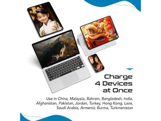 Alt view image 7 of 7 - Ceptics China, Malaysia Power Adapter Travel Set, 20W PD & QC, Safe Dual USB & USB-C 3.1A2 USA Outlet - Compact-Use in Hong Kong, Kuwait, Singapore, Iraq - Includes Type G, I, C SWadAPt Attachments
