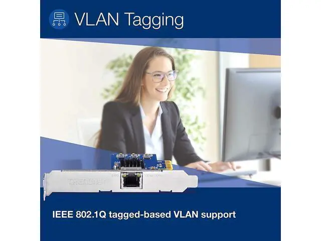 Alt view image 6 of 7 - TRENDnet 2.5GBase-T PCIe Network Adapter, TEG-25GECTX, Converts a PCIe 2.0 or Later Slot into a 2.5G Ethernet Port, 802.1Q VLAN Tagging, Standard & Low-Profile Brackets Included, Windows Support