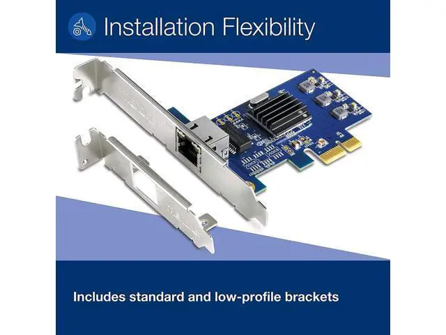 Alt view image 7 of 7 - TRENDnet 2.5GBase-T PCIe Network Adapter, TEG-25GECTX, Converts a PCIe 2.0 or Later Slot into a 2.5G Ethernet Port, 802.1Q VLAN Tagging, Standard & Low-Profile Brackets Included, Windows Support