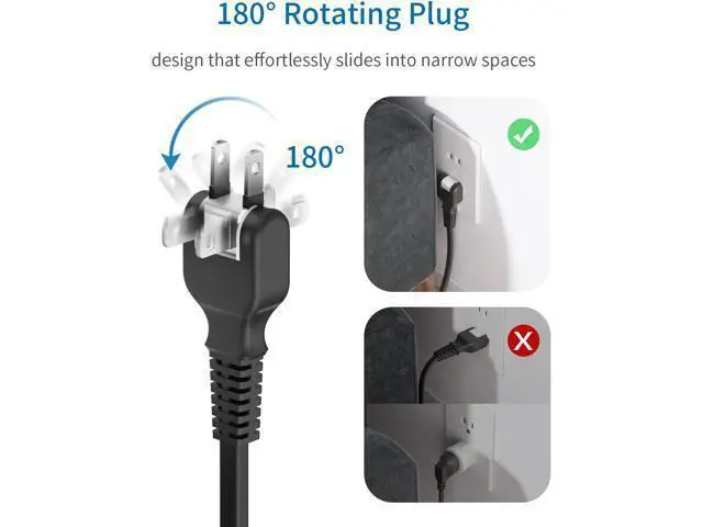 Alt view image 2 of 7 - 2 Prong Surge Protector Power Strip with 10ft Extension Cord, NTONPOWER 2 Prong to 3 Prong Outlet Adapter with 6 Outlets 2 USB Ports, 2100J Surge Protector Wall Mount for Old House Non-Grounded Outlet