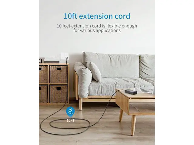 Alt view image 7 of 7 - 2 Prong Surge Protector Power Strip with 10ft Extension Cord, NTONPOWER 2 Prong to 3 Prong Outlet Adapter with 6 Outlets 2 USB Ports, 2100J Surge Protector Wall Mount for Old House Non-Grounded Outlet