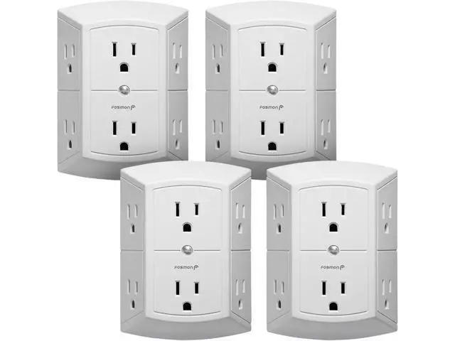 Alt view image 2 of 7 - Fosmon 6-Outlet Wall Plug, Six Plug Outlet Adapter, Multiple 6 Way Wall Plug Extender for Travel, Cruise, Dorm, Home and Office, 15A 125V 1875W, 3 Prong, 2 Pack