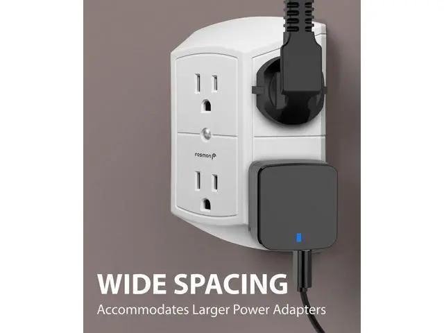 Alt view image 6 of 7 - Fosmon 6-Outlet Wall Plug, Six Plug Outlet Adapter, Multiple 6 Way Wall Plug Extender for Travel, Cruise, Dorm, Home and Office, 15A 125V 1875W, 3 Prong, 2 Pack