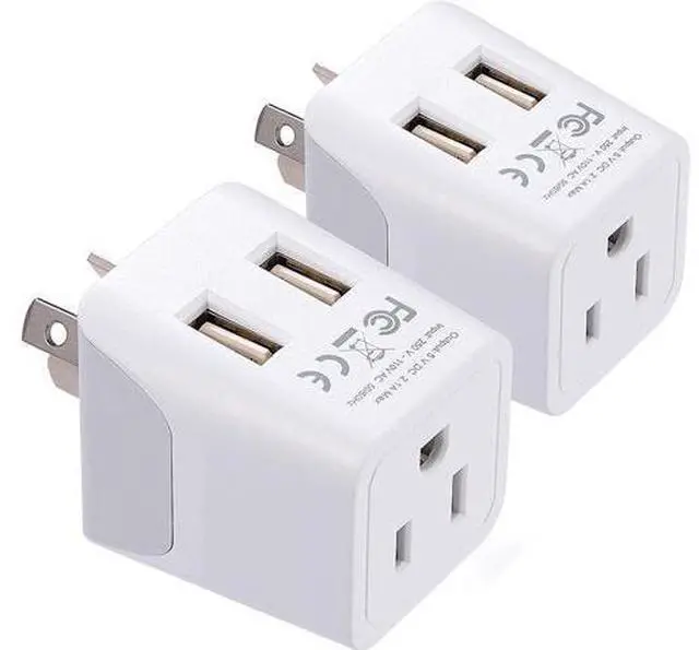 Main image of Ceptics Australia, New Zealand, China Travel Adapter Plug with Dual USB Input - Ultra Compact - USA to Type I - Perfect for Cell Phones, Chargers, Cameras and More (CTU-16-2PK)