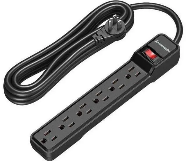 Main image of DEWENWILS 6-Outlet Power Strip Surge Protector, 15FT Long Extension Cord, Low Profile Flat Plug, 15 Amp Circuit Breaker, 500 Joules, Wall Mount, Black, UL Listed