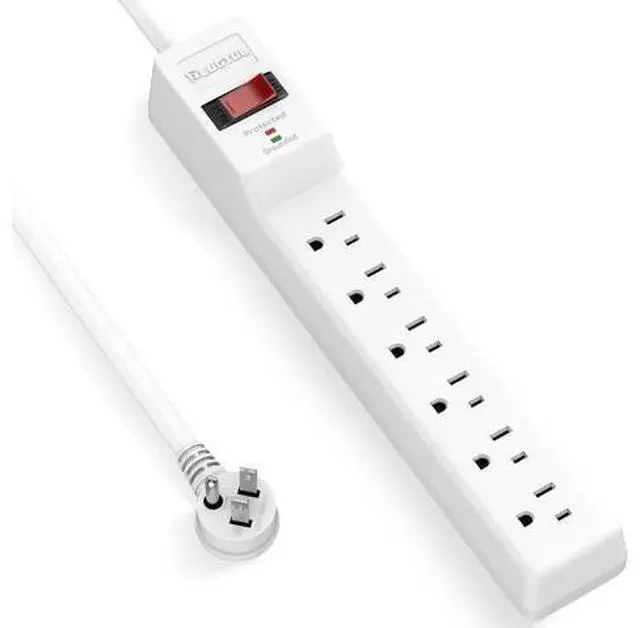 Main image of Power Strip Surge Protector 6FT, 6 Outlets, 980 Joules, Flat Plug Extension Cord with Multiple Outlets, ETL Listed, 14AWG Heavy Duty, Wall Mountable for Home Office Garage, White