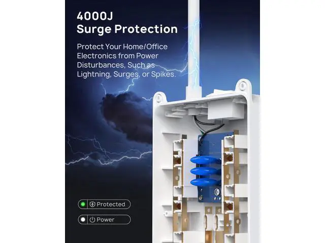 Alt view image 2 of 7 - TROND Power Strip Surge Protector - White Extension Cord with USB Ports, 13 Widely-Spaced Outlets Expansion, 5ft, Flat Plug, Under Desk, Wall Mount, Heavy Duty, 4000 Joules, Office, Home, ETL Listed