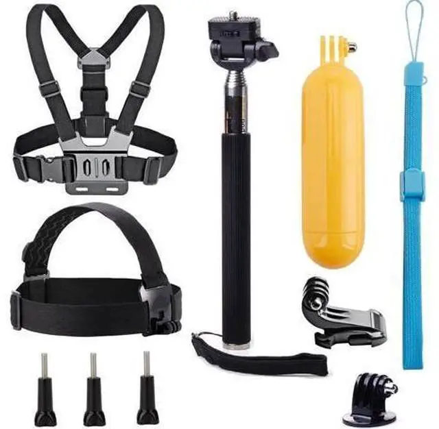 Main image of VVHOOY Universal Action Camera Accessories Bundle Head Chest Strap Mount/Selfie Stick/Floating Hand Grip Compatible with Dragon Touch/AKASO EK7000 Brave 4 5 6 7 LE V50X/GoPro Hero 12 11 10 9 8 7