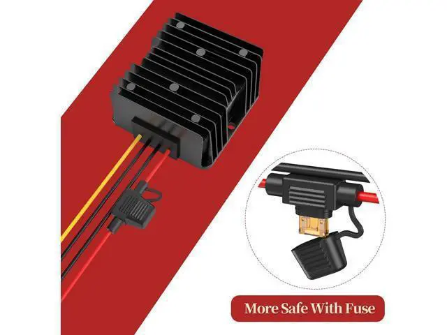 Alt view image 4 of 7 - 24VDC to 12VDC Converter 15A 180W, 18V to 12V with Fuse, Waterproof and Wire Terminal Block, for Cart LED Light Truck Vehicle Boat Solar System (Accepts DC 15-40V Inputs)