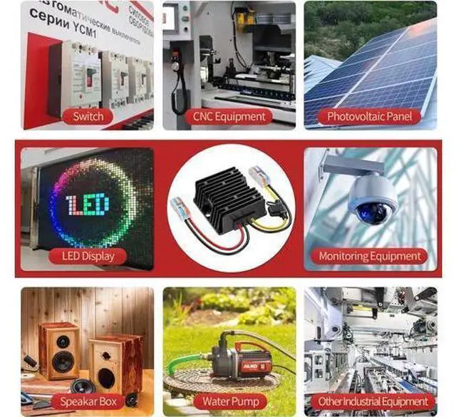 Alt view image 7 of 7 - 24VDC to 12VDC Converter 15A 180W, 18V to 12V with Fuse, Waterproof and Wire Terminal Block, for Cart LED Light Truck Vehicle Boat Solar System (Accepts DC 15-40V Inputs)