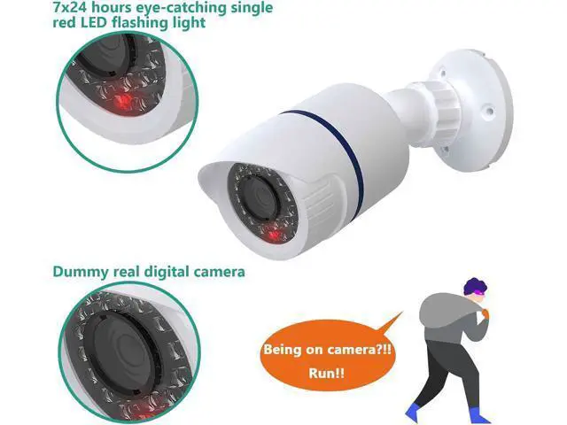 Alt view image 5 of 7 - WALI Dummy Fake Simulated Surveillance Security CCTV Dome Camera Indoor Outdoor with One LED Light, Warning Security Alert Sticker Decal (TC-W4), 4 Packs, White
