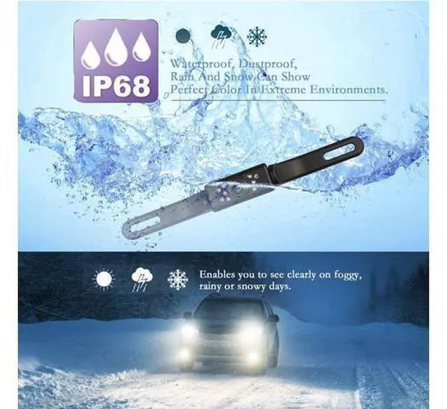 Alt view image 3 of 7 - JPP License Plate Backup Camera - IP68 Waterproof, Wide Angle View, Night Vision LED - Universal Car Rear View Reversing Camera