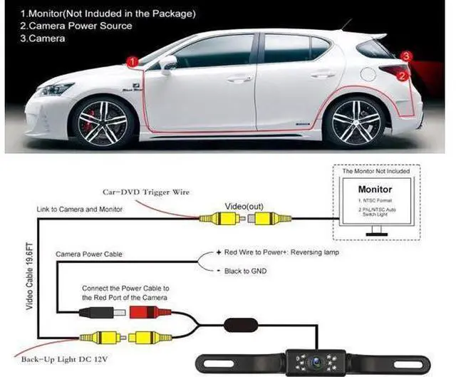 Alt view image 7 of 7 - JPP License Plate Backup Camera - IP68 Waterproof, Wide Angle View, Night Vision LED - Universal Car Rear View Reversing Camera