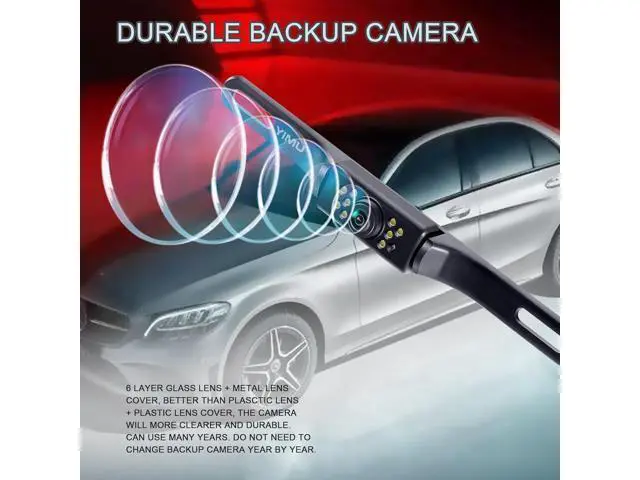 Alt view image 3 of 7 - YIMU Car Backup Camera, License Plate Camera with 7 LED Lights Rear Camera, HD Night Vision Rear View Camera,Wide View Angle, IP69K Waterproof Reverse Vehicle Camera for Cars,SUV,Trucks,RV, Pickup