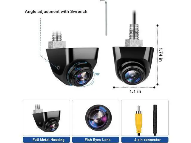 Alt view image 5 of 7 - HD Backup Camera for Car Universal Front/Side/Rear Camera for 12-24 V Car Truck Pickup SUV Rear View Reverse Camera, with Left and Right, Up and Down Rotation Angle Night Vision, IP69K Waterproof