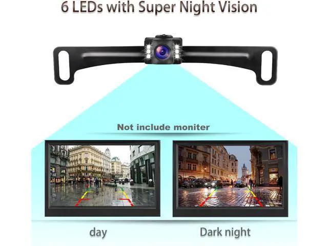 Alt view image 4 of 7 - GLK Car Backup Camera HD Rear View Camera License Plate Backup Camera with Wide View Angle 6 LED Night Vision Waterproof Front & Back up Camera, Guide Line On/Off