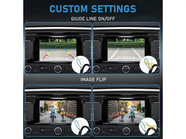 Alt view image 5 of 6 - GLK Backup Camera HD Rear View Reverse Camera | with Wide View Angle, Night Vision, Waterproof, Guide Line On/Off, Full Metal Housing, 4 pin, for 12-24V Car Vehicle SUV RV