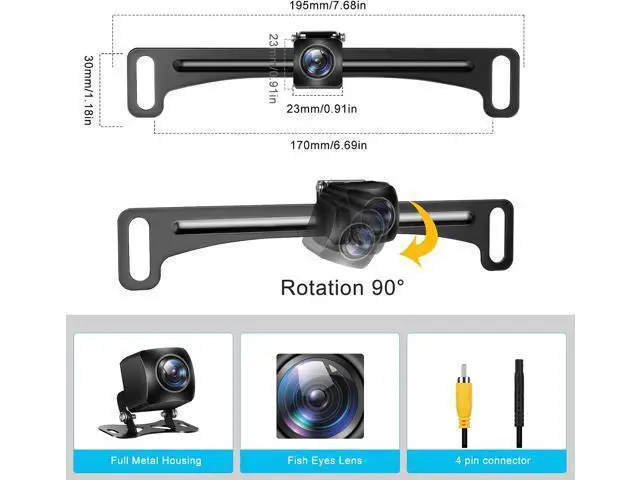 Alt view image 6 of 6 - GLK Backup Camera HD Rear View Reverse Camera | with Wide View Angle, Night Vision, Waterproof, Guide Line On/Off, Full Metal Housing, 4 pin, for 12-24V Car Vehicle SUV RV