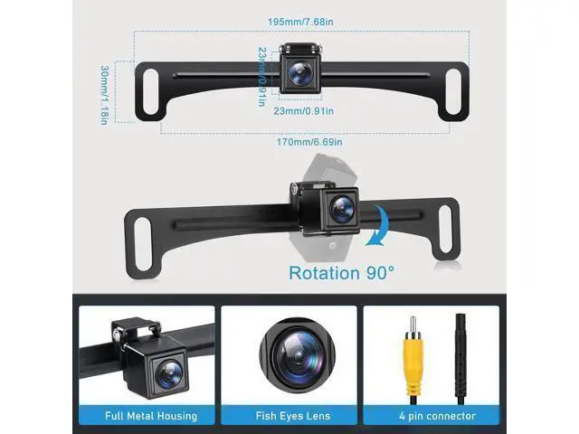 Alt view image 6 of 7 - Backup Camera Rear View Reverse Camera HD License Plate Backup Camera | with Night Vision, Wide Angle IP69K Waterproof, Full Metal Housing, 4pin Connector for 12-24V Car Pickup SUV