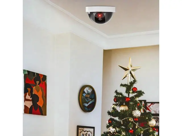 Alt view image 5 of 7 - WALI Dummy Fake Security CCTV Dome Camera with Flashing Red LED Light with Security Alert Sticker Decals (SDW-4), 4 Packs, White