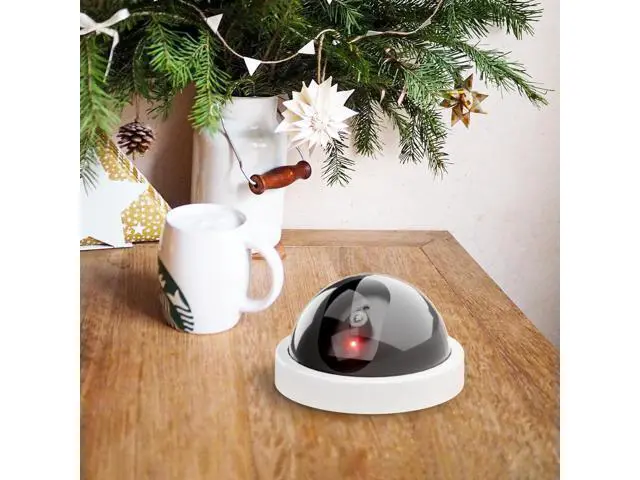 Alt view image 6 of 7 - WALI Dummy Fake Security CCTV Dome Camera with Flashing Red LED Light with Security Alert Sticker Decals (SDW-4), 4 Packs, White