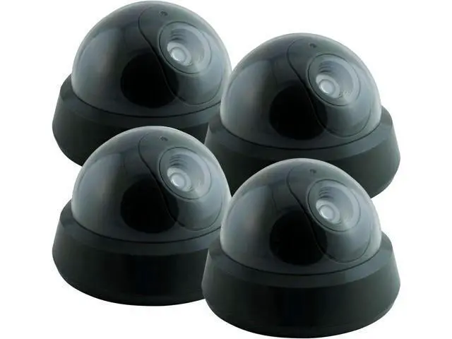 Alt view image 2 of 7 - Pearl Enterprise Dummy Security Camera Fake Camera, Outdoors Dummy Dome Wireless Surveillance System with Motion Light Realistic Look with Flashing Red LED Light for Home or Business (Pack of 4)