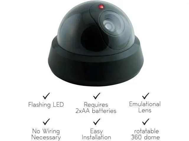 Alt view image 3 of 7 - Pearl Enterprise Dummy Security Camera Fake Camera, Outdoors Dummy Dome Wireless Surveillance System with Motion Light Realistic Look with Flashing Red LED Light for Home or Business (Pack of 4)
