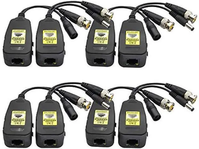 Main image of AAOTOKK Power Video Balun DC BNC to Cat5 RJ45 Network Transceiver HD-CVI/TVI/AHD/CVBS with DC Connector for 720P 960P 1080P 3MP 4MP 5MP 8MP CCTV Security DVR Surveillance Camera System(18cm-4Pairs)