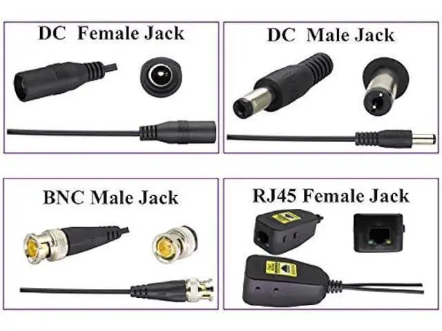 Alt view image 4 of 7 - AAOTOKK Power Video Balun DC BNC to Cat5 RJ45 Network Transceiver HD-CVI/TVI/AHD/CVBS with DC Connector for 720P 960P 1080P 3MP 4MP 5MP 8MP CCTV Security DVR Surveillance Camera System(18cm-4Pairs)