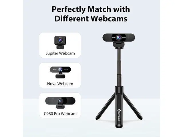 Alt view image 6 of 7 - Webcam Tripod, EMEET Professional Webcam Mini Tripod, Portable & Lightweight, Adjustable Height from 5.7-12.2 in, Stable Use, Universal Compatible for Most Webcams/Phones/GoPros/Mirrorless Cameras
