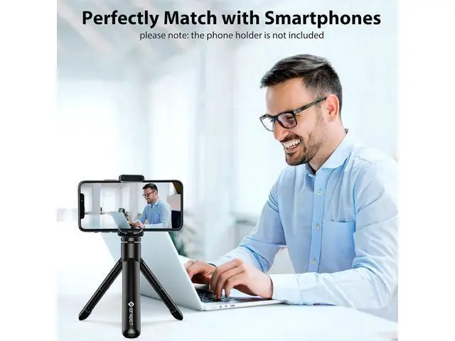 Alt view image 7 of 7 - Webcam Tripod, EMEET Professional Webcam Mini Tripod, Portable & Lightweight, Adjustable Height from 5.7-12.2 in, Stable Use, Universal Compatible for Most Webcams/Phones/GoPros/Mirrorless Cameras