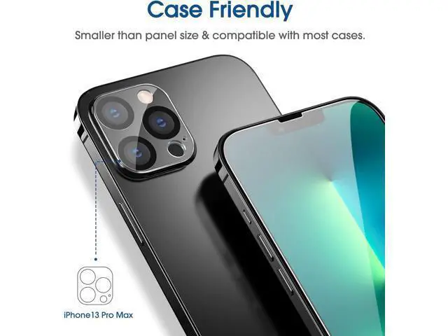 Alt view image 5 of 6 - amFilm Screen Protector OneTouch Compatible with iPhone 13 Pro Max (6.7", 2021) and Camera Lens Protector, Edge to Edge Full Coverage with Easy Installation Kit, Tempered Glass, 2+2 Pack